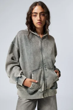 WASHED LOOSE FIT ZIP HOODIE|Weekday Discount